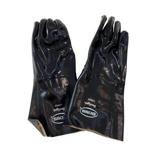 Boss Sanitized Chemical Resistant PVC Gloves Large Black Industrial Use Brand ne